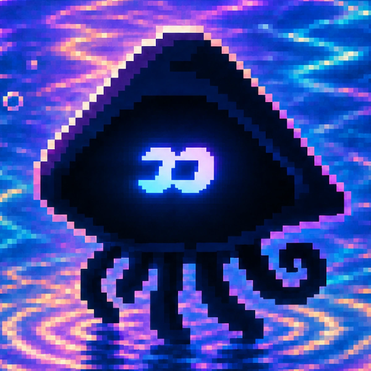Close view of Fomosquidow in neon water